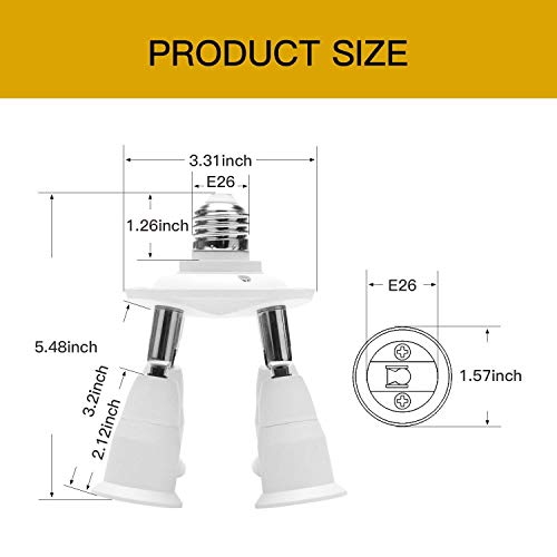 JACKYLED 4 in 1 Light Socket Splitter E26 E27 Adapter