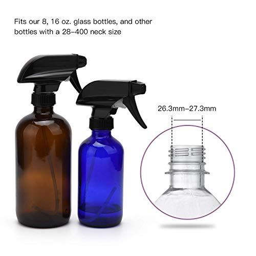 ULG 4 Pack Mist Spray & Stream Sprayer Replacement Trigger Spray Tops Fits Standard 8oz / 16oz Boston Round 28/400 Neck Bottles