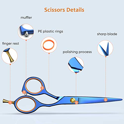 ULG 6.2 inches Hair Cutting Scissors, Blue