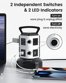 Surge Protector 6.5ft Retractable Cord with 4 USB Ports 6 AC Outlets 13A