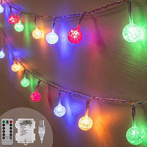 JACKYLED 33Ft 80 LED Multicolor String Lights Battery Operated or USB Powered  Bedroom Decor