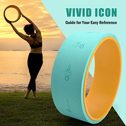 PACEARTH Yoga Wheel with Icon Guide & 12mm Thick Cushion