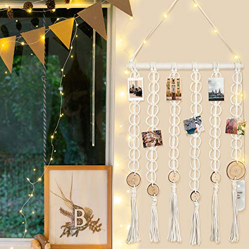 ULG Hanging Photo Display Wall Decor Macrame Wall Pictures Organizer