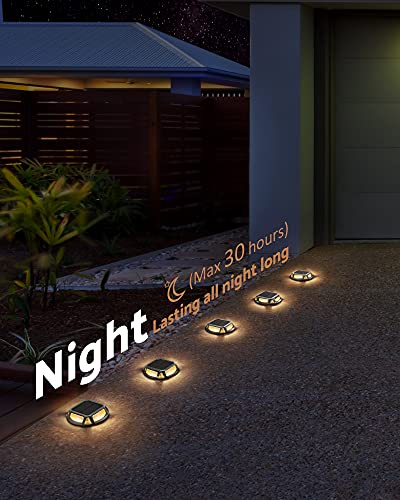 Solar Deck Lights Outdoor, 12-Pack JACKYLED Solar Driveway Lights Bright 12 LED Solar Powered Dock Lights, Marker Lighting