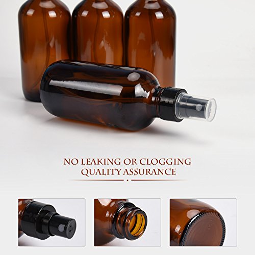 ULG Fine Mist Sprayers 8 Piece 4 oz Amber Glass Bottles