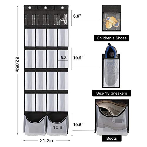 ULG Over The Door Shoe Organizer, Shoe Holder with 22 Extra Large Mesh Pockets(62 x 21 inch)