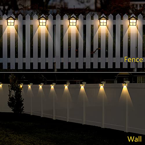 Solar Fence Lights Outdoor with Double Solar Panels, JACKYLED 6-Pack