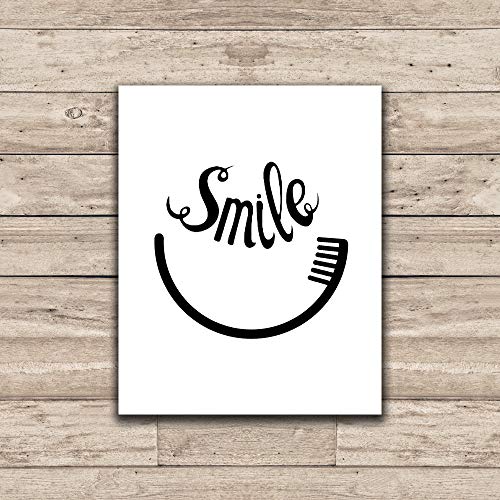 ULG Bathroom Decor Wall Art Relax, Smile, Wash, Focus Funny Bathroom Signs Set of 4 - Unframed - 8x10s