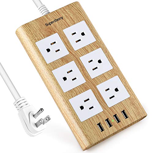 15A Surge Protector Power Strip, SUPERDANNY 9.8ft White Extension Cord