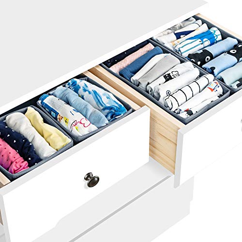 ULG Clothing Drawer Organizer (Light Grey, 4-Pack)