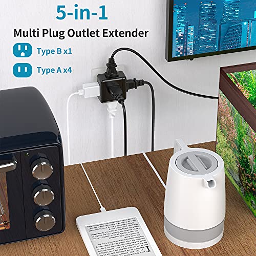 Multi Plug Outlet Extender Wall Power Tap Expander, SUPERDANNY 2 Prong