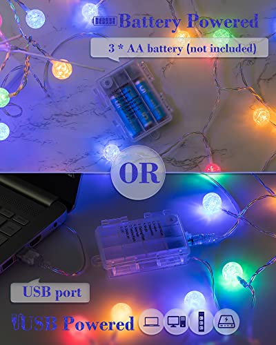 JACKYLED 33Ft 80 LED Multicolor String Lights Battery Operated or USB Powered  Bedroom Decor