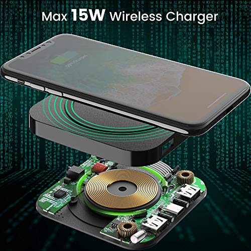 SUPERDANNY Ultra-Slim Wireless Charger with 1 Type C Port, 2 USB Ports