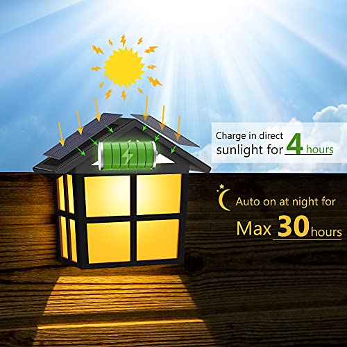 Solar Fence Lights Outdoor with Double Solar Panels, JACKYLED 6-Pack