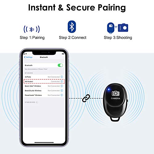 Wireless Shutter Remote Control JACKYLED Camera Shutter Remote Control with Bluetooth Wireless Technology for iPhone/Android, for Selfies/Group Photos, Create Amazing Photos & Videos Hands-Free