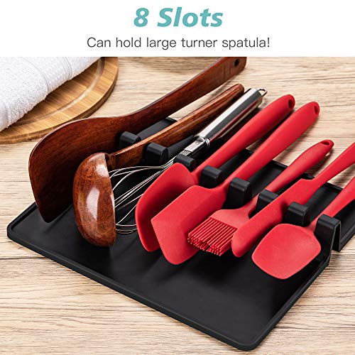 ULG 2PCS Silicone Utensil Rest with Large Drip Pad 8 Slots