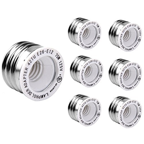 UL-listed E26 to E12 Adapter 6-Pack JACKYLED