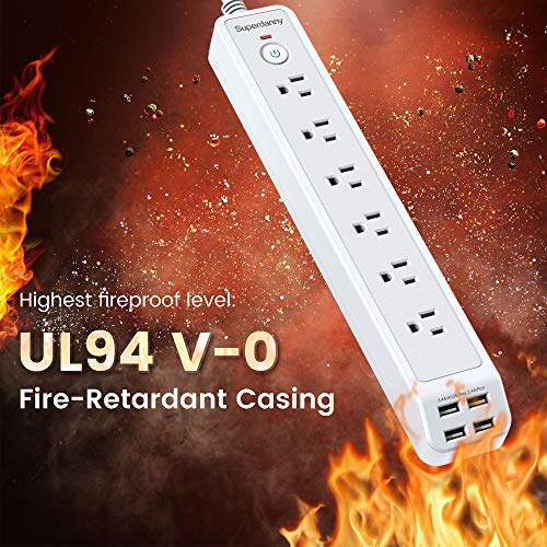 SUPERDANNY Power Strip Surge Protector Mountable Extension Cord