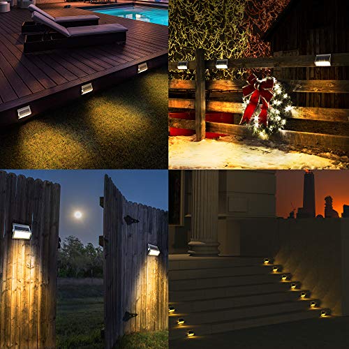 JACKYLED Upgrade Solar Step Lights Outdoor Deck Lights 3 LED Waterproof Stair Lights with Larger Solar Panel Outdoor Fence Light for Garden Fence Post Patio Warm Light 2 Pack