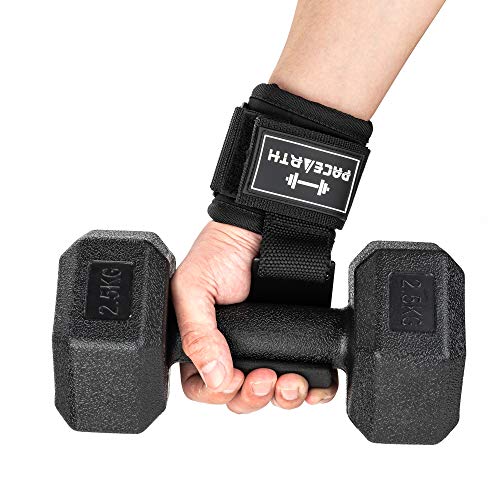 PACEARTH Weight Lifting Hooks Grip Non-Slip 8mm Thick Padded Neoprene (Pair)