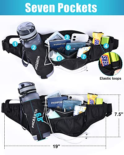 PACEARTH Hydration Running Water Bottle Belt 7-Pocket (Bottle Not Included)