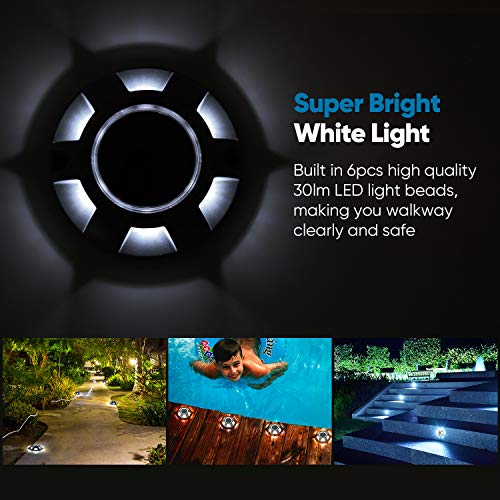 Solar Dock Lights JACKYLED Outdoor Solar Powered Driveway Lights 6-Pack