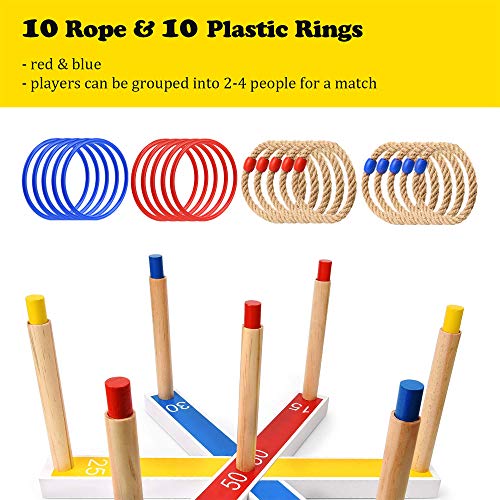 PACEARTH Ring Toss Game, Ring Toss Outdoor Game-7 Pegs and Carry Bag Included