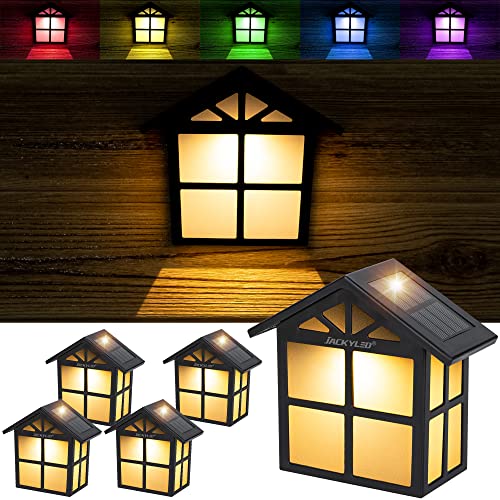 4-Pack Fence Lights Solar Powered with Removable Battery, JACKYLED Big Solar Deck Lights Outside IP65 Waterproof