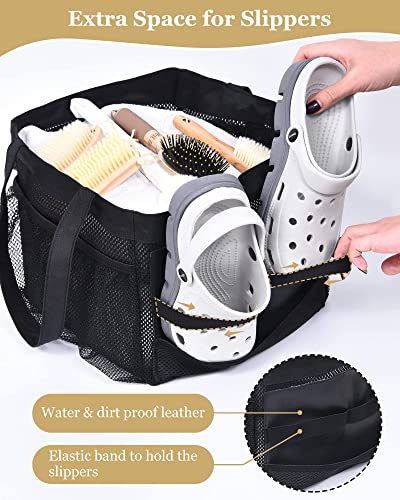 ULG Large Mesh Shower Caddy with Waterproof Bag and Slippers Pocket