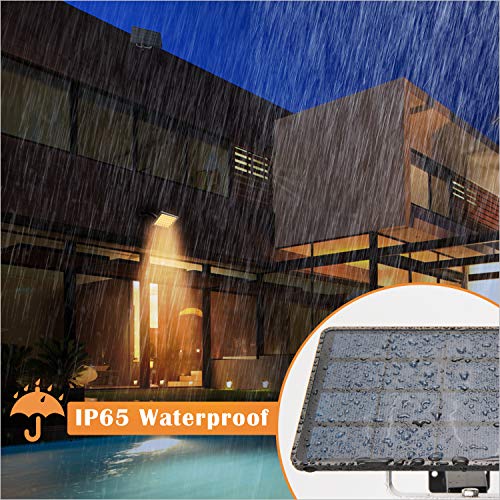 Solar Dusk to Dawn Light with Remote JACKYLED 48 LED 1000 Lumen Solar Powered Spotlight Warm White Waterproof Outdoor Wall Mount Security Lights for Front Door Porch Patio Garage (Black)