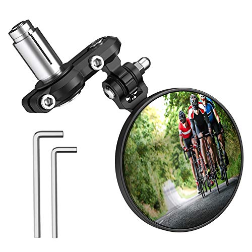 PACEARTH Bar End Bike Mirror Aluminum Die Casting 360˚Rotatable Adjustable