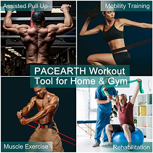 PACEARTH 35 - 45 LB Long Resistance Band Set with Door Anchor & Bag