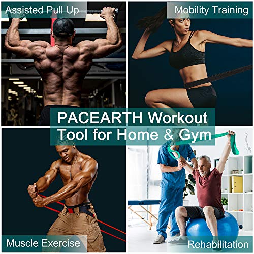 PACEARTH 35 - 40 LB Long Resistance Band Set with Door Anchor & Bag