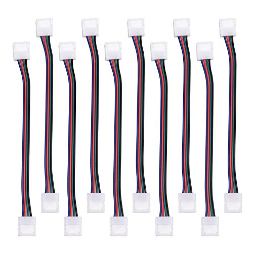 JACKYLED RGB 5050 3528 LED Light Strip Connector 4 Pins 10 mm 10-Pack