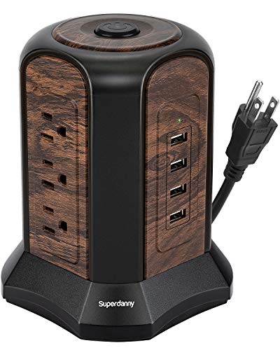 Surge Protector Tower with 9 AC Outlets 4 USB Slot SUPERDANNY
