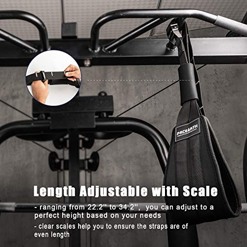 PACEARTH Adjustable Hanging Ab Straps with 7mm Padded Grips