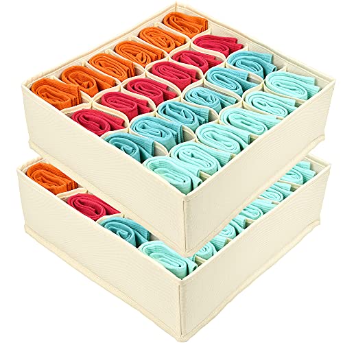 ULG 2 Pack Sock Drawer Organizer, 48 Cell Fabric Cabinet Closet Organizer and Storag