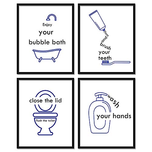 ULG Funny Bathroom Signs Set of 4 Bathroom Decor Art Prints-Unframed - 8x10s