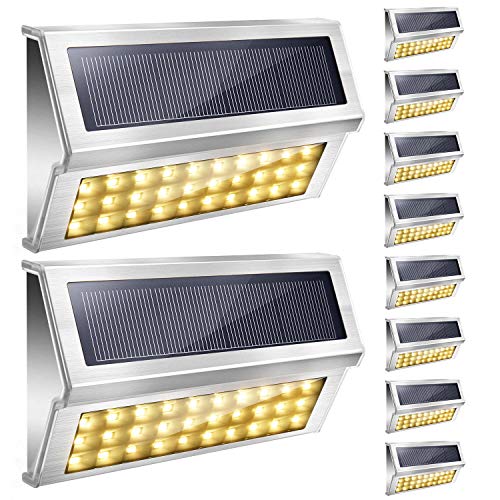 Upgraded 30 LED Solar Step Lights 3000K JACKYLED 10-Pack