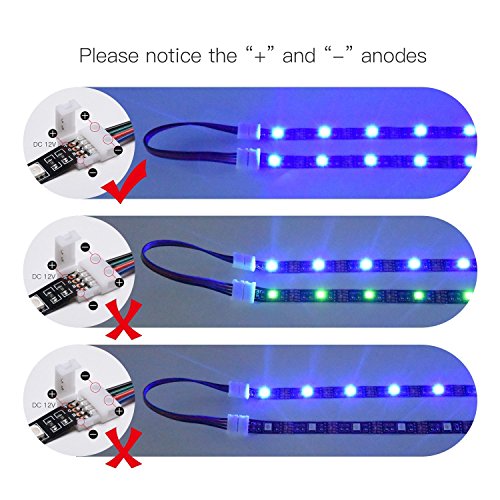 JACKYLED RGB 5050 3528 LED Light Strip Connector 4 Pins 10 mm 10-Pack