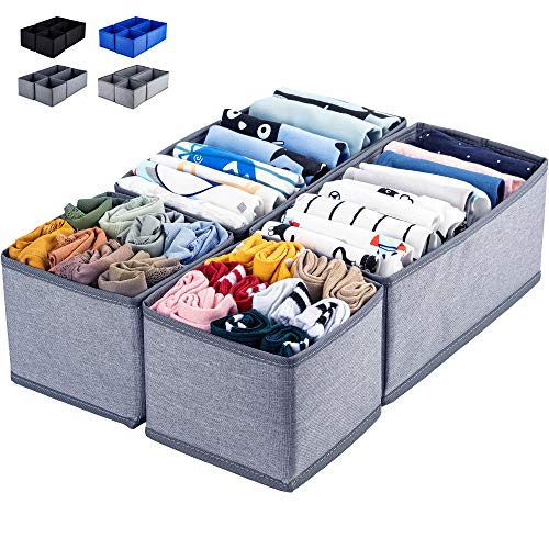 ULG Clothing Drawer Organizer (Light Grey, 4-Pack)