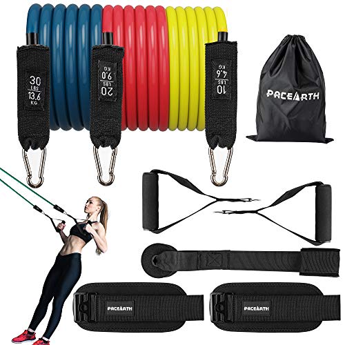 PACEARTH Resistance Bands Set with Larger Handles, Stackable Exercise Bands