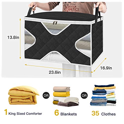 ULG 90L Large Capicity Clothes Storage Bag, Sturdy Blanket Storage Bag, 3 Pack