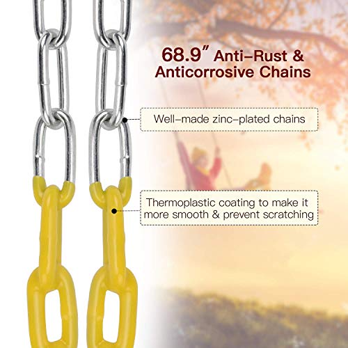 2 Pack Swings Seats Holds 660lbs with 68.9 inch Anti-Rust Chains - Multiple colors PACEARTH