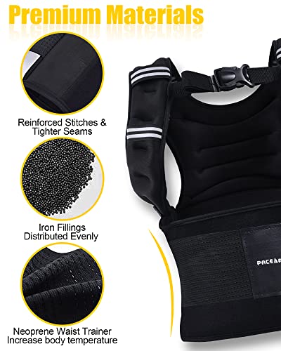 PACEARTH 12 lbs Weighted Vest with Waist Trimmer Belt, Suana Vest Effect Size-Adjustable Weight Vest