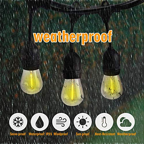 UL Approval 52Ft Shatterproof Outdoor String Lights with 24 Sockets 26 Bulbs, SUPERDANNY