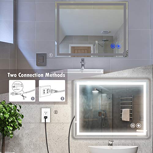 SUPERDANNY LED Light Vanity Bathroom Mirror with Dimmable Brightness Anti-Fog Touch Switch,(Horizontal/Vertiacl)
