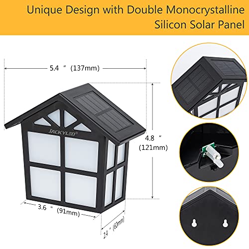 Solar Fence Lights Outdoor with Double Solar Panels, JACKYLED 6-Pack