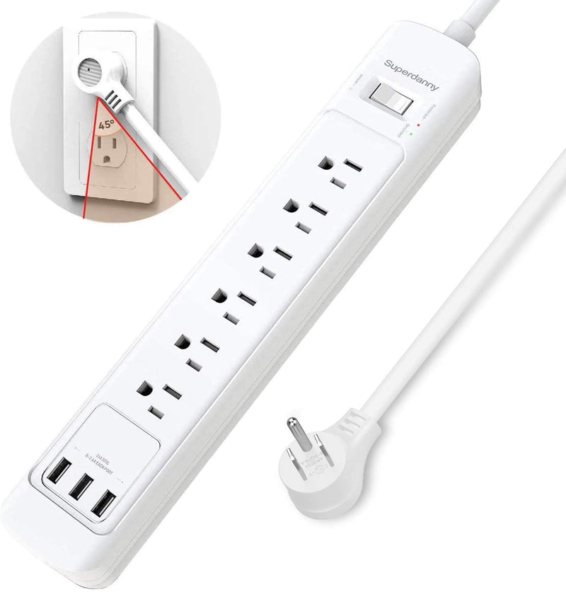 6 AC Outlets, 3 USB Ports Power Strip Surge Protector SUPERDANNY