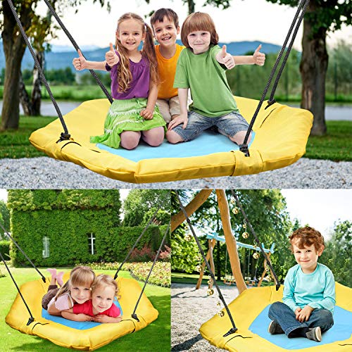 CPC Certified Flying Saucer Tree Swing with Jingle Bells PACEARTH  - 600lbs Weight Capacity